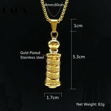 Laden Sie das Bild in den Galerie-Viewer, Black Knight Gold color stainless steel carved Cylinder pendant Unique necklace