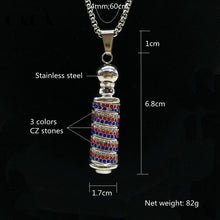 Laden Sie das Bild in den Galerie-Viewer, Black Knight Gold color stainless steel carved Cylinder pendant Unique necklace