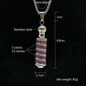 Black Knight Gold color stainless steel carved Cylinder pendant Unique necklace