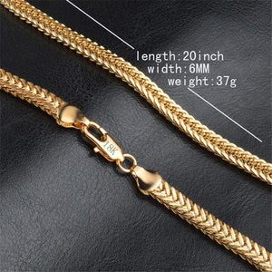 snake Gold chain necklace  18 K 6MM 50 cm 20 inch
