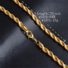 Laden Sie das Bild in den Galerie-Viewer, 18 K 6MM 50 cm 20 inch men chain twist necklace