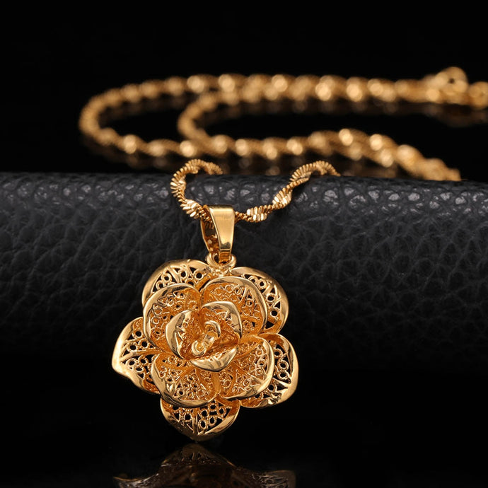 Hollow Flower Statement  24K Yellow Gold Filled
