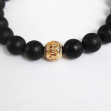 Laden Sie das Bild in den Galerie-Viewer, KEJIALAI Jewelry 8MM Matte Stone Beads Bracelet 24K Gold Skull Elastic Bracelets