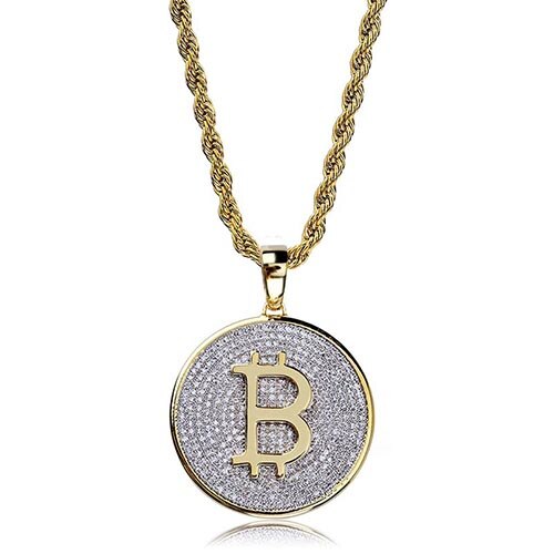 Bitcoint 24K Gold Plated AAA Cubic Zirconia