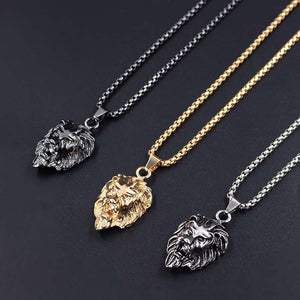 Lion Head Gold Sliver Black Color Chain