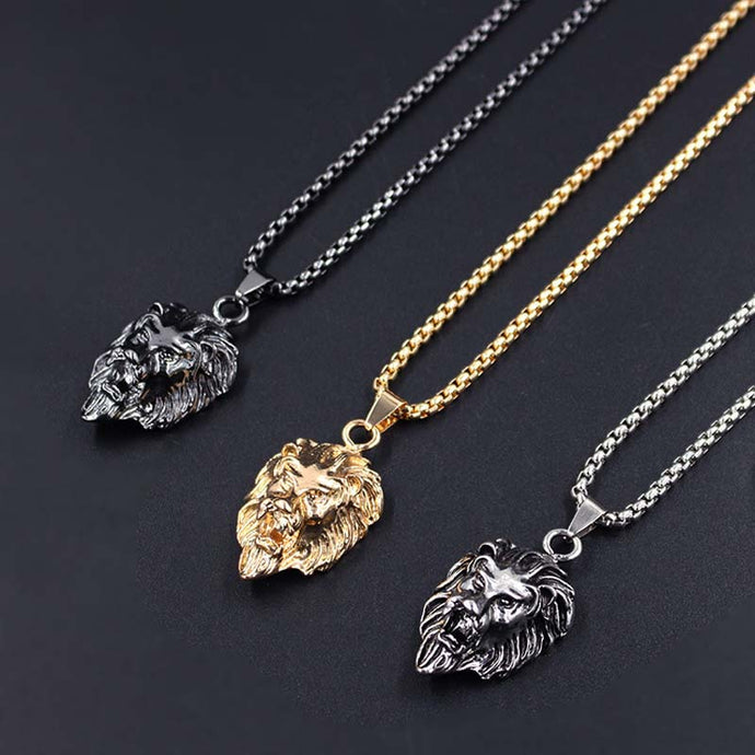 Lion Head Gold Sliver Black Color Chain