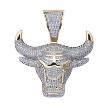 Laden Sie das Bild in den Galerie-Viewer, Bull God Long Necklace  24K Gold Plated AAA Cubic Zirconia