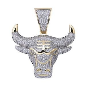 Bull God Long Necklace  24K Gold Plated AAA Cubic Zirconia