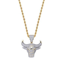 Laden Sie das Bild in den Galerie-Viewer, Bull God Long Necklace  24K Gold Plated AAA Cubic Zirconia
