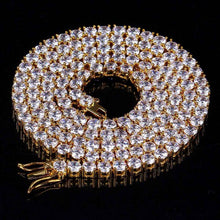 Laden Sie das Bild in den Galerie-Viewer, Tri-Color 4mm Iced Out 24K Gold Plated Cubic Zircon Chain