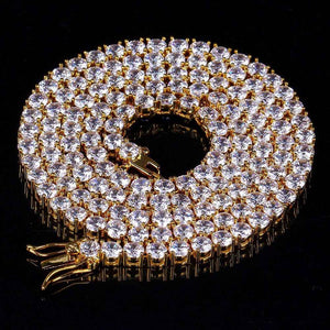 Tri-Color 4mm Iced Out 24K Gold Plated Cubic Zircon Chain