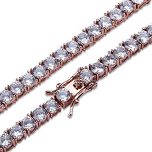 Laden Sie das Bild in den Galerie-Viewer, Tri-Color 4mm Iced Out 24K Gold Plated Cubic Zircon Chain