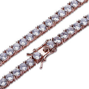 Tri-Color 4mm Iced Out 24K Gold Plated Cubic Zircon Chain