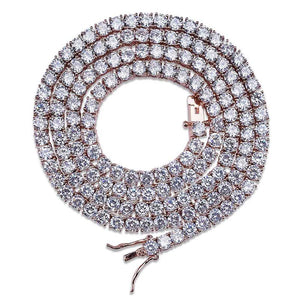 Tri-Color 4mm Iced Out 24K Gold Plated Cubic Zircon Chain