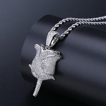Laden Sie das Bild in den Galerie-Viewer, Valentine&#39;s Day Iced Out Rose 24K Gold Plated