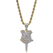Laden Sie das Bild in den Galerie-Viewer, Valentine&#39;s Day Iced Out Rose 24K Gold Plated