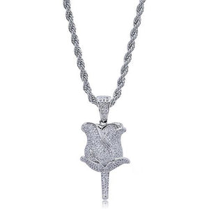 Valentine's Day Iced Out Rose 24K Gold Plated