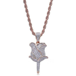 Valentine's Day Iced Out Rose 24K Gold Plated