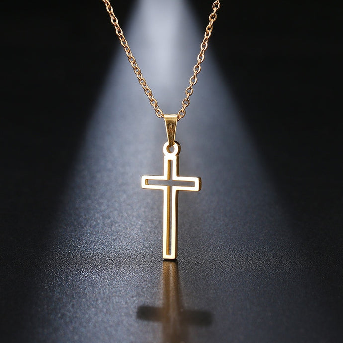 Lover's Cross Necklace Small Gold Cross Religious