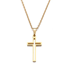 Laden Sie das Bild in den Galerie-Viewer, Lover&#39;s Cross Necklace Small Gold Cross Religious