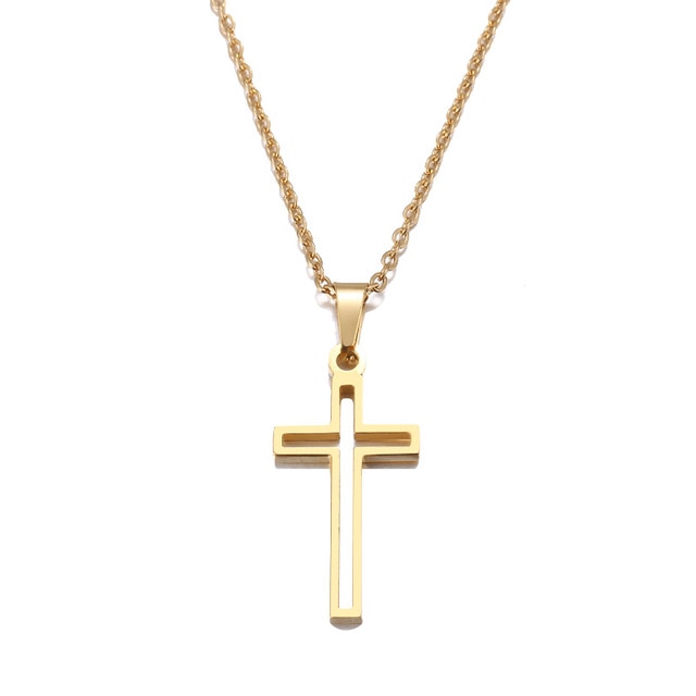 Lover's Cross Necklace Small Gold Cross Religious