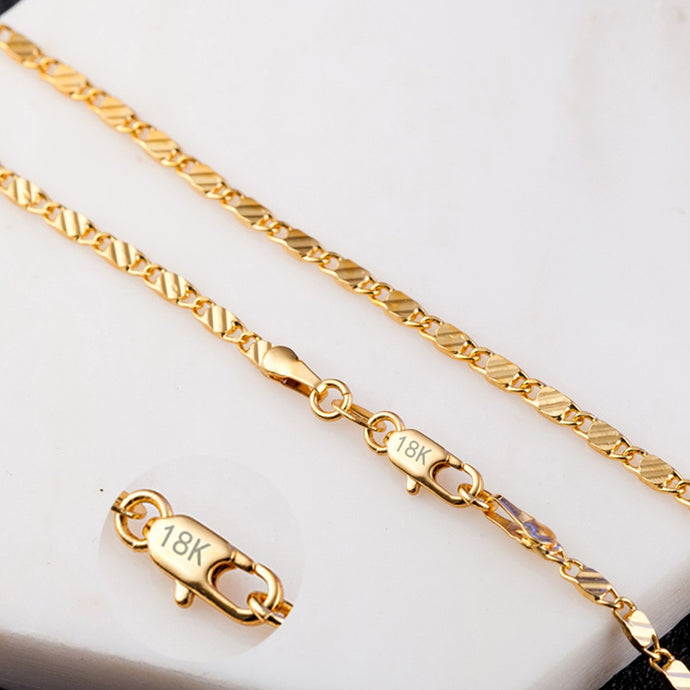 Gold silver Color Flat snake Link Chain