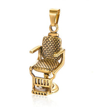 Laden Sie das Bild in den Galerie-Viewer, Titanium Stainless Steel Barbershop Sofa Chair Pendants Necklace for Men Barber Gold Silver