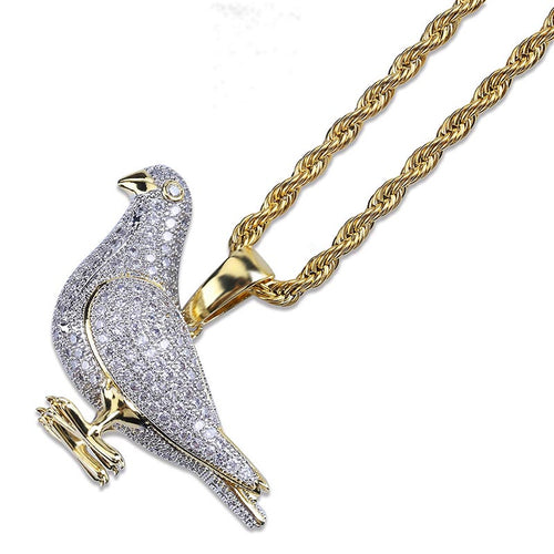 Peace Pigeon Gold Necklace Long 24K Gold Plated
