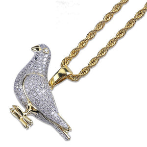 Peace Pigeon Gold Necklace Long 24K Gold Plated