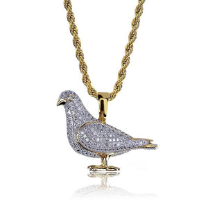 Peace Pigeon Gold Necklace Long 24K Gold Plated