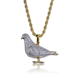 Peace Pigeon Gold Necklace Long 24K Gold Plated