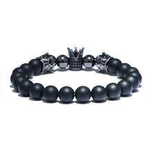 Laden Sie das Bild in den Galerie-Viewer, Classic King Crown Design Mens Bracelet Gold Silver Color Natural 8mm Stone Beads Bracelets For Men Cool Biker