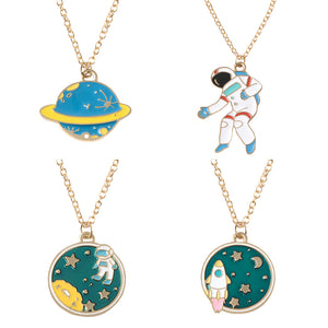 Cute Necklace Universe Planet Rocket Astronaut Necklace