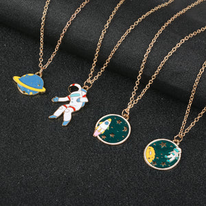 Cute Necklace Universe Planet Rocket Astronaut Necklace