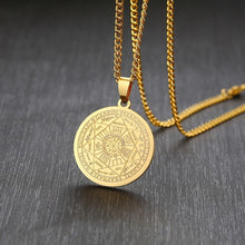 Laden Sie das Bild in den Galerie-Viewer, Mens&#39;s Necklace Stainless Steel Gold Color The Seals Sigil Gabriel Sign