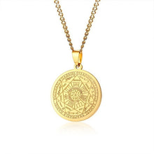 Laden Sie das Bild in den Galerie-Viewer, Mens&#39;s Necklace Stainless Steel Gold Color The Seals Sigil Gabriel Sign